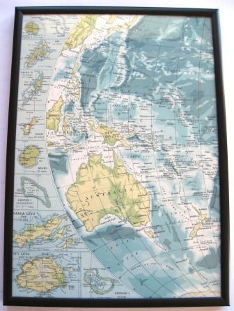 A vintage 1950's map featuring New Zealand's place in the Pacific